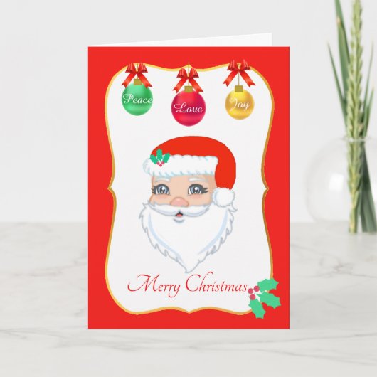 Kerstkaart met Kerstman Feestdagen Kaart (Voorkant)