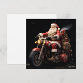 Kerstkaart met Kerstman op een motorfiets (Voorkant / Achterkant)