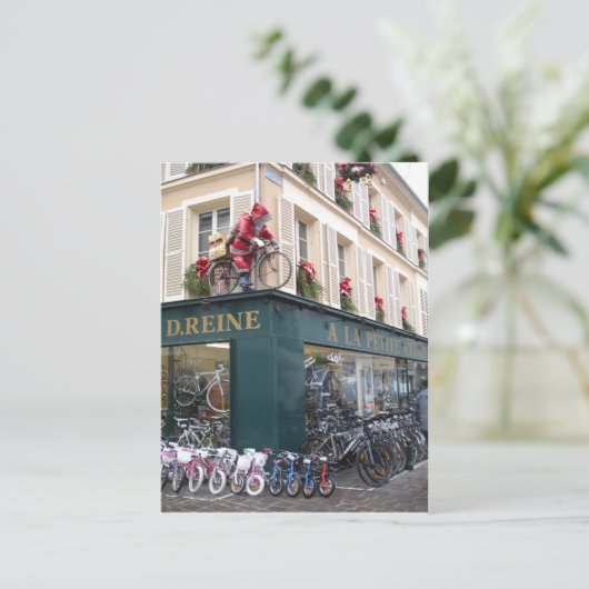 Kerstkaart met Kerstman op fiets Feestdagenkaart (Staand voorkant)