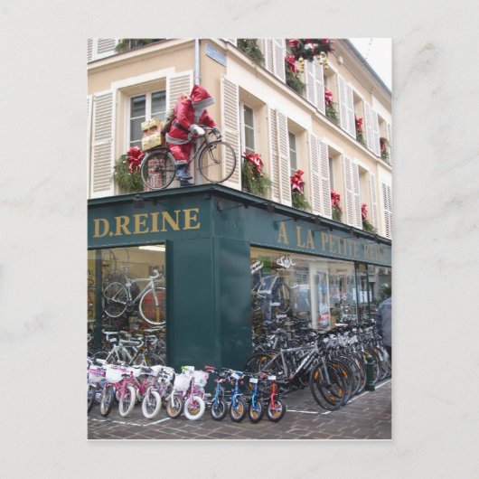 Kerstkaart met Kerstman op fiets Feestdagenkaart (Voorkant)