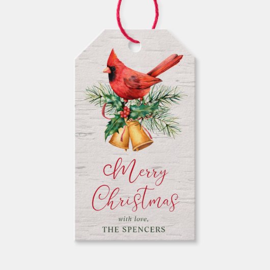 Kerstkaart met kerstman op maat cadeaulabel (Voorkant)