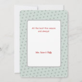 Kerstkaart met kerstman, rendier en slee (Achterkant)