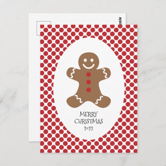 Kerstkaart met kerstman van gemberkoek en polka st briefkaart (Voorkant / Achterkant)