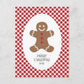 Kerstkaart met kerstman van gemberkoek en polka st briefkaart (Voorkant)