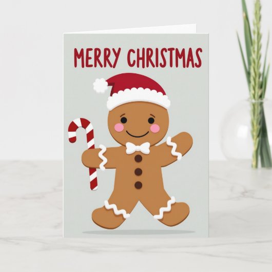 Kerstkaart met kerstman van peperkoek kaart (Voorkant)
