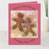 Kerstkaart met kerstmannetjes van gemberkoek kaart (Voorkant)