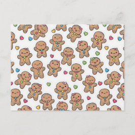 Kerstkaart met kerstmannetjes van peperkoek feestdagenkaart