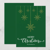 Kerstkaart met Kerstsneeuwvlokken Groen (Voorkant / Achterkant)