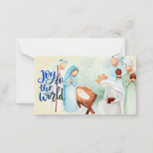 Kerstkaart met Kerststal en Tekst 'Joy To The Worl