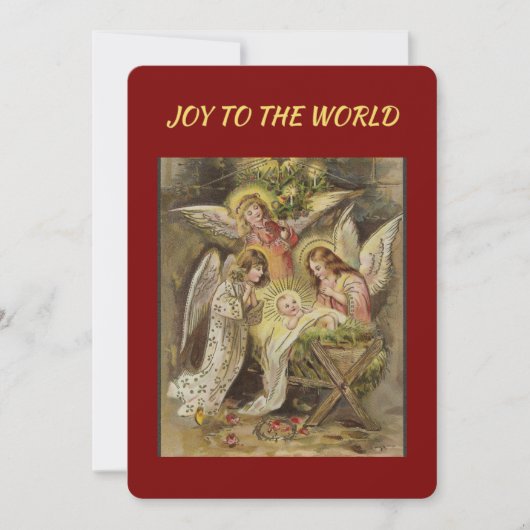 Kerstkaart met kerststal uit de vintage religieuze (Voorkant)