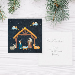 Kerstkaart met kerststal van het Christelijke kers Notitiekaartje