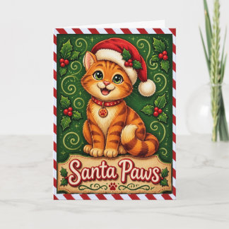 Kerstkaart met kerstwensen van Santa Paws Feestdagen Kaart
