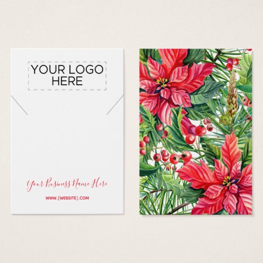 kerstkaart met Ketting-insettias Visitekaartje (Voorkant /achterkant)