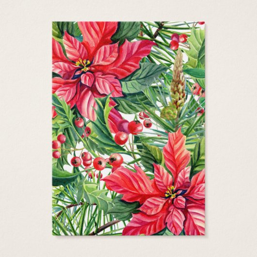 kerstkaart met Ketting-insettias Visitekaartje (Achterkant)