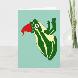 Kerstkaart met kikker feestdagen kaart