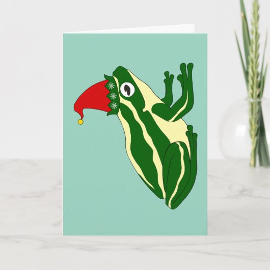 Kerstkaart met kikker feestdagen kaart (Voorkant)