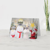 Kerstkaart met Kittens en Santa Lucia-viering Feestdagen Kaart (Voorkant)