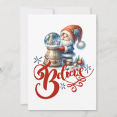 Kerstkaart met knuffelachtige kabouter en sneeuwbo (Voorkant)
