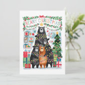 Kerstkaart met knuffelige beren (Staand voorkant)