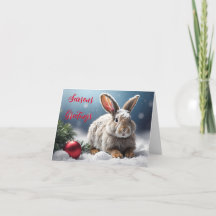 Kerstkaart met knuffelkonijn