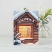 Kerstkaart met knusse kerststal en sneeuwval (Staand voorkant)
