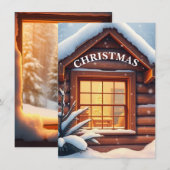 Kerstkaart met knusse kerststal en sneeuwval (Voorkant / Achterkant)