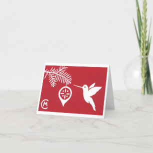 Kerstkaart met Kolibrie in Rood Feestdagen Kaart