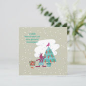 kerstkaart met konijn en wortelversiering kaart (Staand voorkant)