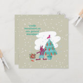 kerstkaart met konijn en wortelversiering kaart (Voorkant / Achterkant in situ)