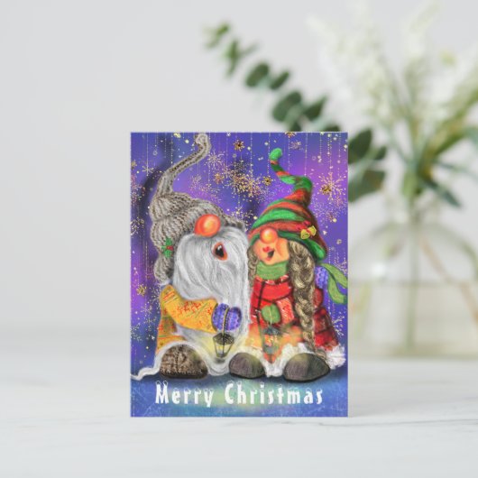 Kerstkaart met Koppel Kabouters Briefkaart (Staand voorkant)