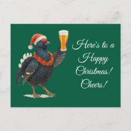 Kerstkaart met Korhoen met kerstmannenhoed Briefkaart