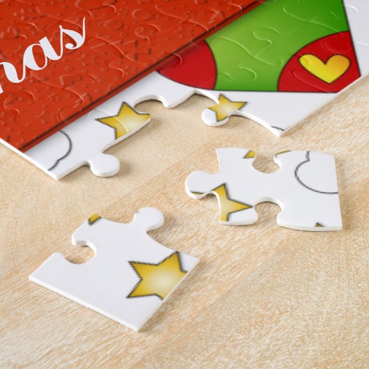 Kerstkaart met kousen en sterren legpuzzel (Zijkant)