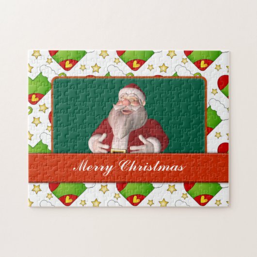 Kerstkaart met kousen en sterren legpuzzel (Horizontaal)