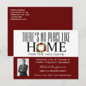 Kerstkaart met krans Rode kerstkaart Briefkaart (Voorkant / Achterkant)