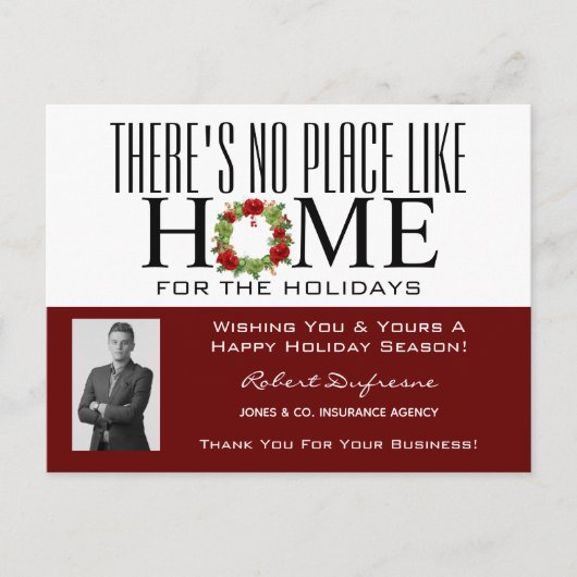 Kerstkaart met krans Rood Briefkaart (Voorkant)