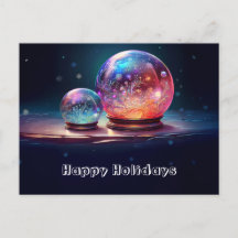 Kerstkaart met kristallen sneeuwballen
