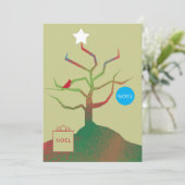 Kerstkaart met kunstboom kaart (Staand voorkant)