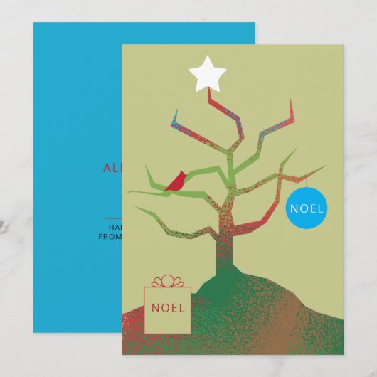 Kerstkaart met kunstboom kaart (Voorkant / Achterkant)