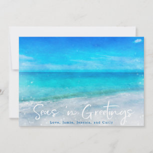 KERSTKAART MET KUSTTHEMA Tropisch strand Kerstmi