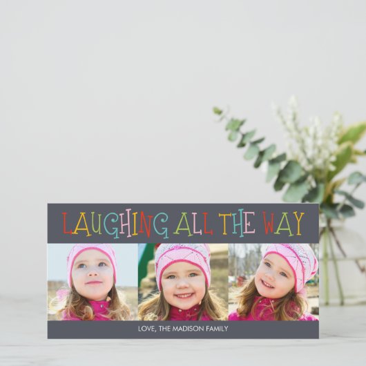 Kerstkaart met Lachende Mensen (Staand voorkant)