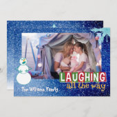 Kerstkaart met Lachende Sneeuwman (Voorkant / Achterkant)