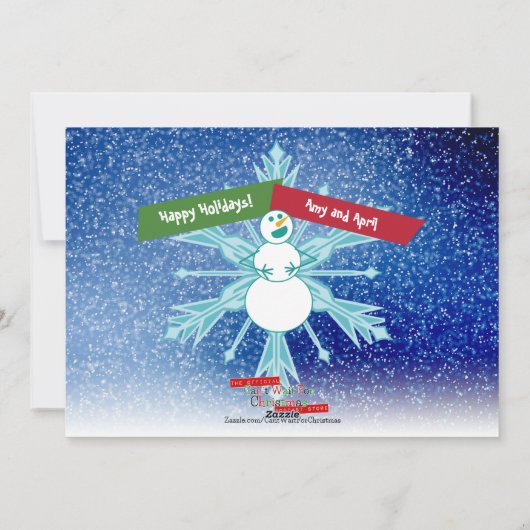 Kerstkaart met Lachende Sneeuwman (Achterkant)