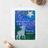 Kerstkaart met lam en ster notitiekaartje (Voorkant / Achterkant in situ)