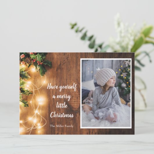 Kerstkaart met lampjes (Staand voorkant)