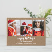 Kerstkaart met landelijke sneeuwvlok en foto (Staand voorkant)