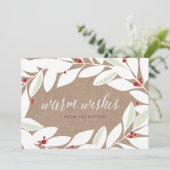 Kerstkaart met laurierblaadjes (Staand voorkant)