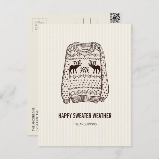 Kerstkaart met lelijke trui-weer vakantie-essentia feestdagenkaart (Voorkant / Achterkant)