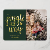 Kerstkaart met leuk 'Jingle All the Way'-thema Folie Feestdagenkaart (Voorkant)