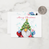 Kerstkaart met leuke kabouter notitiekaartje (Voorkant / Achterkant in situ)