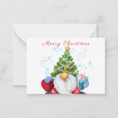Kerstkaart met leuke kabouter notitiekaartje (Voorkant)